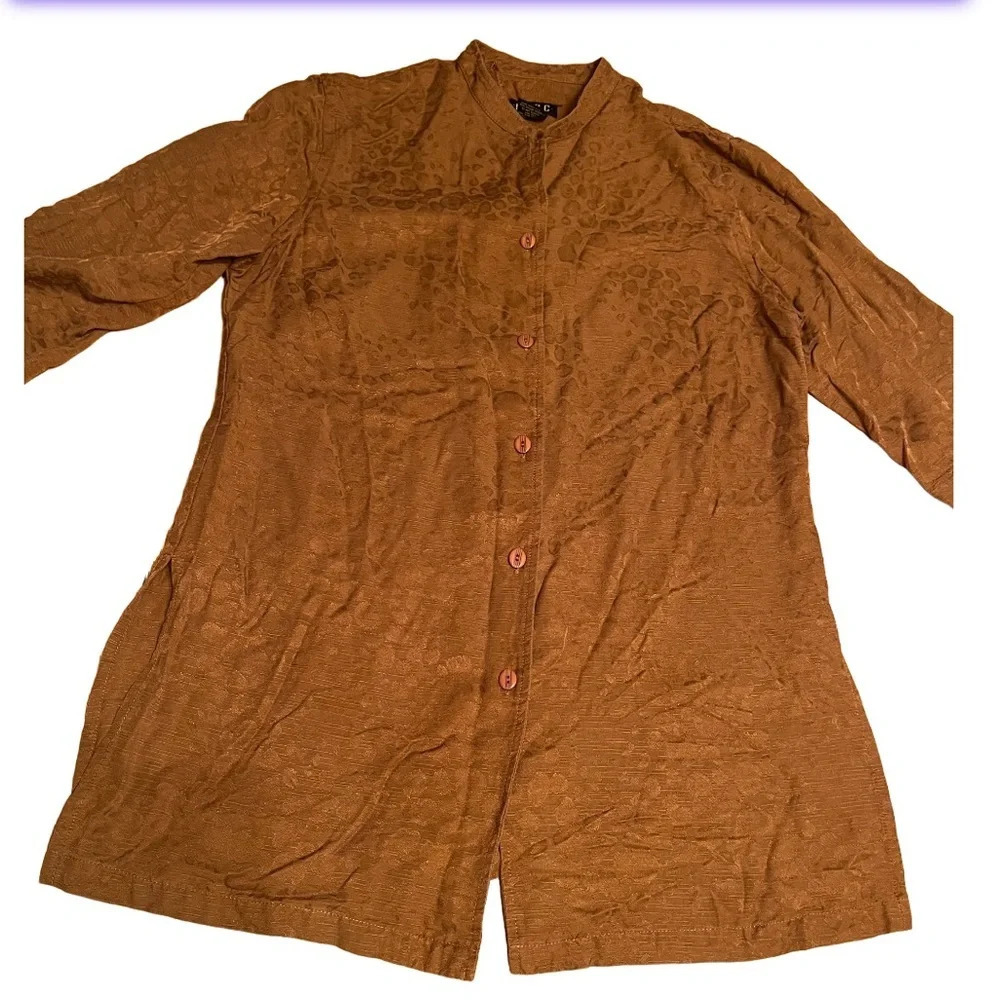 ELCC chocolate brown long sleeve blouse, size Small